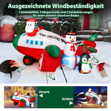 Christmas Inflatable Santa Helicopter With LEDs, 280 cm