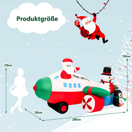 Christmas Inflatable Santa Helicopter With LEDs, 280 cm