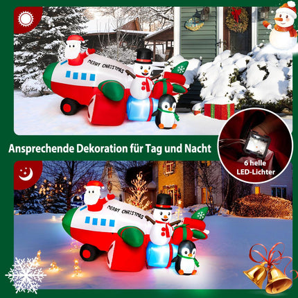 Christmas Inflatable Santa Helicopter With LEDs, 280 cm