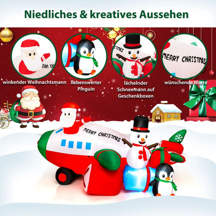 Christmas Inflatable Santa Helicopter With LEDs, 280 cm