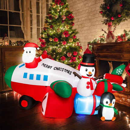 Christmas Inflatable Santa Helicopter With LEDs, 280 cm