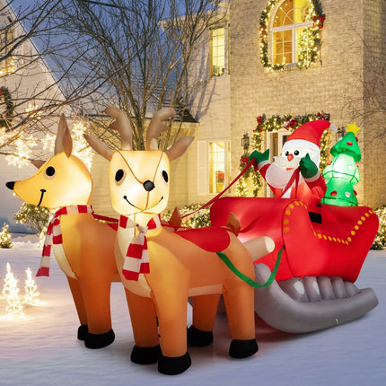 Christmas Inflatable Santa Sleigh, 220cm, LED, 2 Reindeer