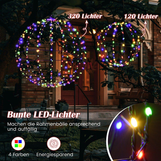 Christmas Light Ball Pack of 2 LED Balls for Hanging and Standing Christmas Lights