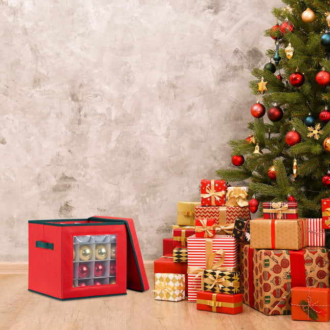 Christmas Ornament Storage Box with Adjustable Dividers