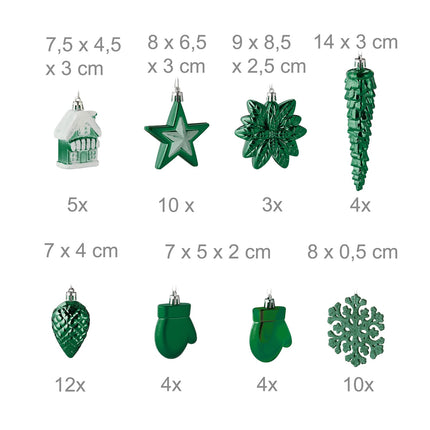 Christmas Ornaments Set, 100 Pieces, 10 Designs