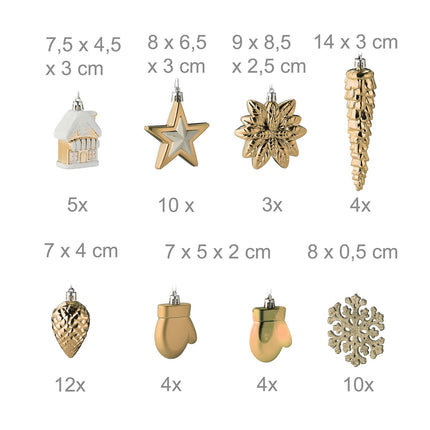 Christmas Ornaments Set, 100 Pieces, 10 Designs