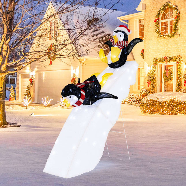 Christmas Penguin Slide Decoration, 130 LED, 120 cm