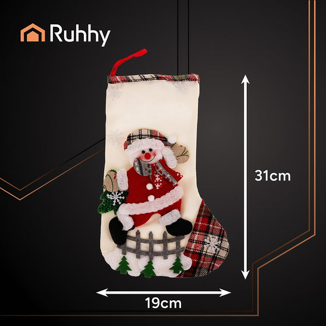 Christmas Stockings Set, 4 Decorative Designs, 19x31 cm