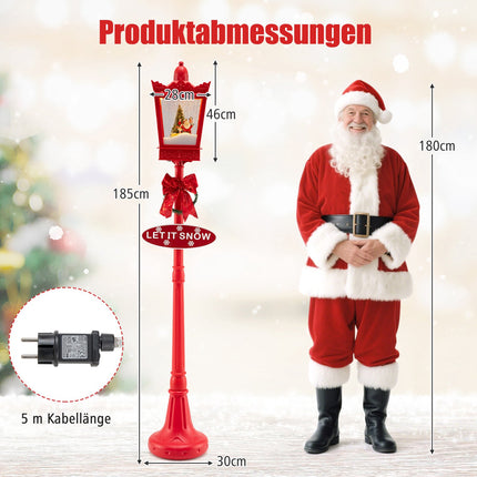 Christmas Street Lantern 185 cm, LED Snowfall, Music