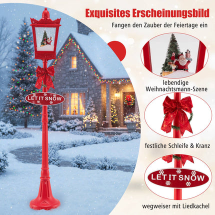 Christmas Street Lantern 185 cm, LED Snowfall, Music