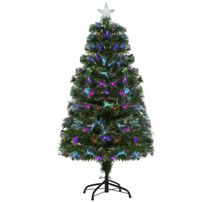 Artificial Christmas tree, 120 cm, multicolored lights & metal base