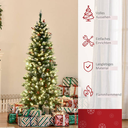 Artificial Christmas tree, 1.5 M with LED lights & red berries