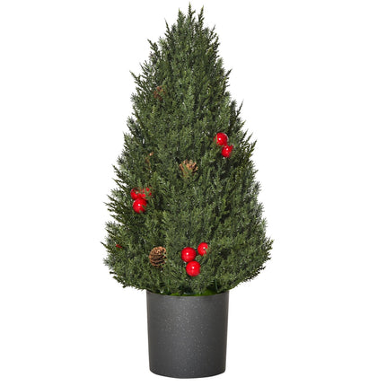Artificial Christmas tree with red berries & pine cones, 50 cm