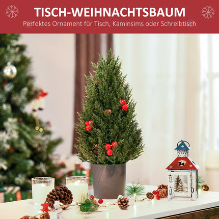 Artificial Christmas tree with red berries & pine cones, 50 cm