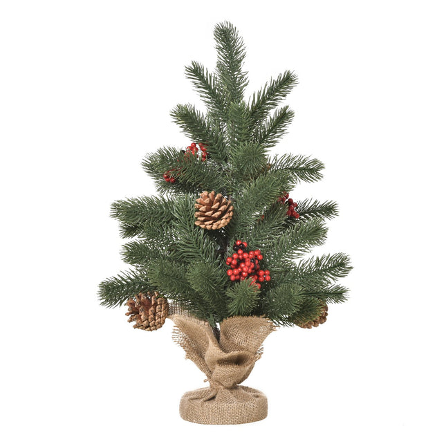 Artificial Christmas tree, 50cm, red berries & pine cones