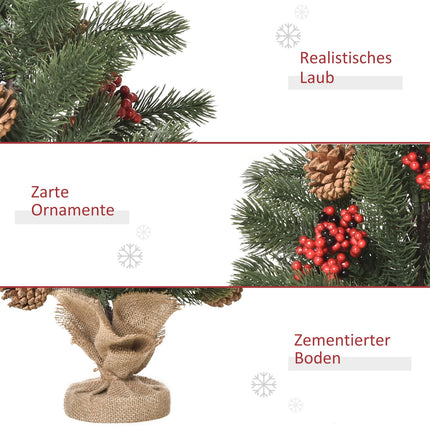 Artificial Christmas tree, 50cm, red berries & pine cones