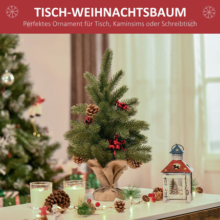 Artificial Christmas tree, 50cm, red berries & pine cones