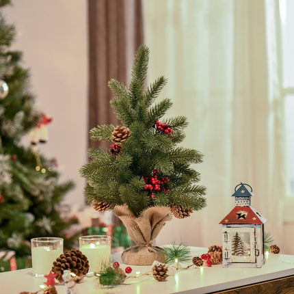 Artificial Christmas tree, 50cm, red berries & pine cones