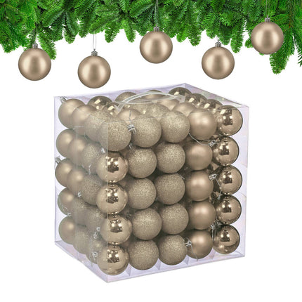 Christmas Tree Baubles Set, 100 Pieces, 3 Designs