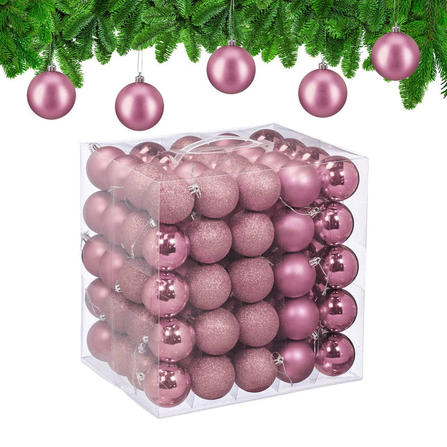 Christmas Tree Baubles Set, 100 Pieces, 3 Designs