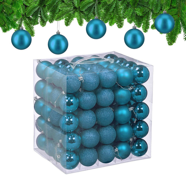 Christmas Tree Baubles Set, 100 Pieces, 3 Designs