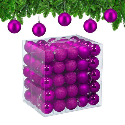 Christmas Tree Baubles Set, 100 Pieces, Mixed Finishes