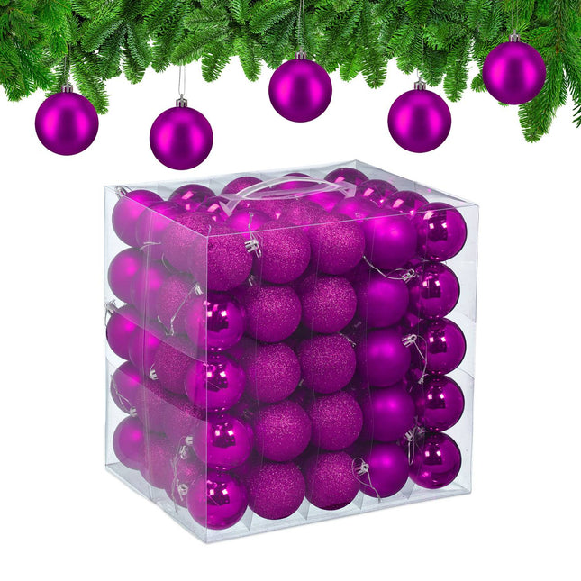 Christmas Tree Baubles Set, 100 Pieces, Mixed Finishes