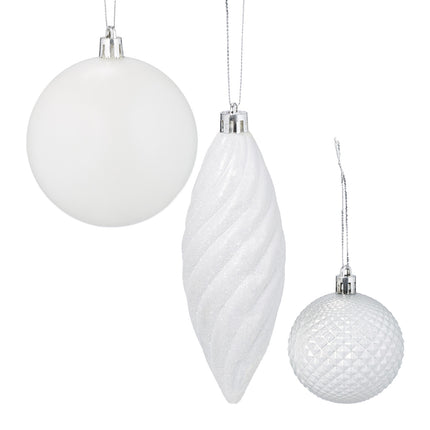 Christmas Tree Baubles Set, 110 Plastic Ornaments