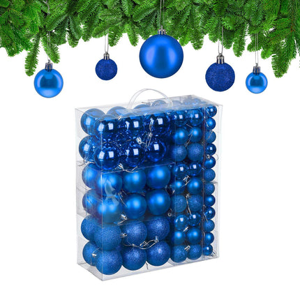 Christmas Tree Baubles Set, 138 Pcs – Matte, Shiny, Glitter