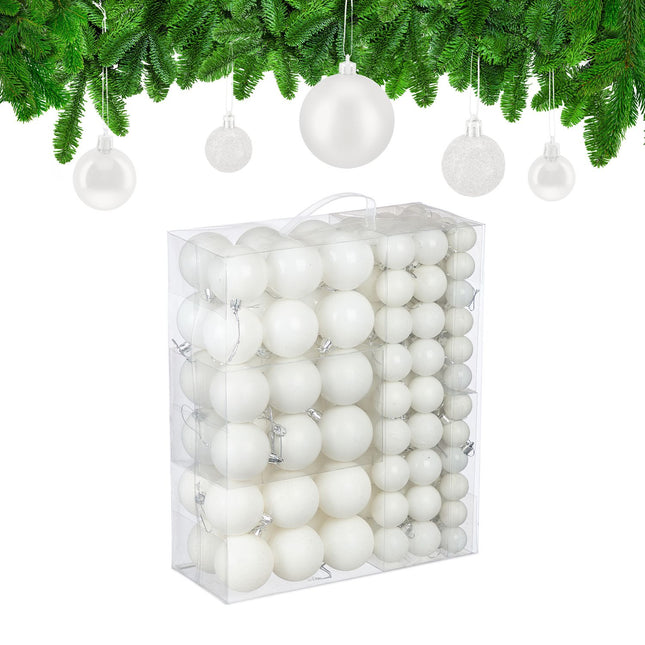 Christmas Tree Baubles Set, 138 Pcs – Matte, Shiny, Glitter