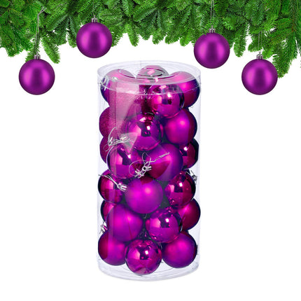 Christmas Tree Baubles Set, 30 Decorative Plastic Ornaments