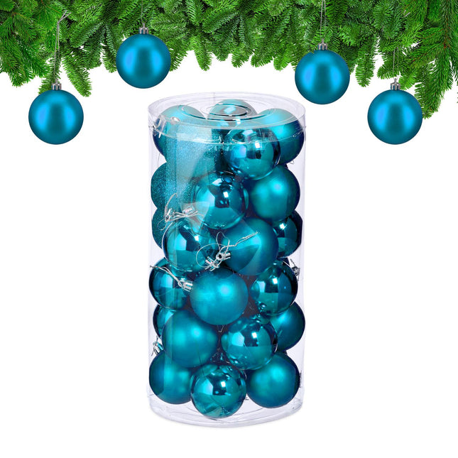 Christmas Tree Baubles Set, 30 Plastic Decorations