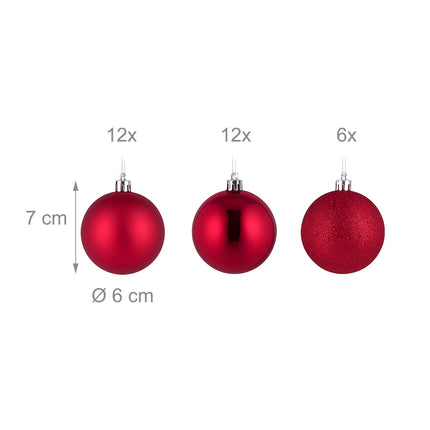 Christmas Tree Baubles Set, 30 Plastic Decorations