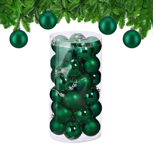 Christmas Tree Baubles Set, 30 Plastic Decorations