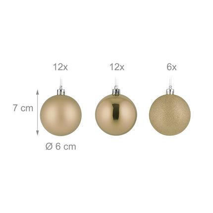 Christmas Tree Baubles Set, 30 Plastic Ornaments