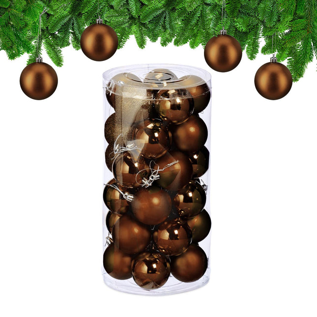 Christmas Tree Baubles Set, 30 Plastic Ornaments