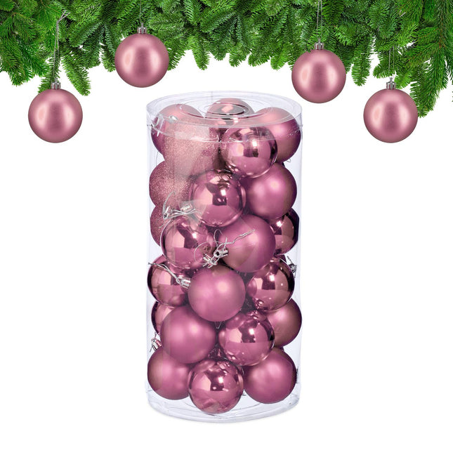 Christmas Tree Baubles Set, 30 Plastic Ornaments