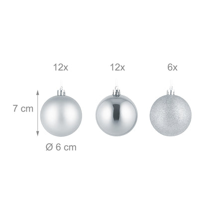 Christmas Tree Baubles Set, 30 Plastic Ornaments