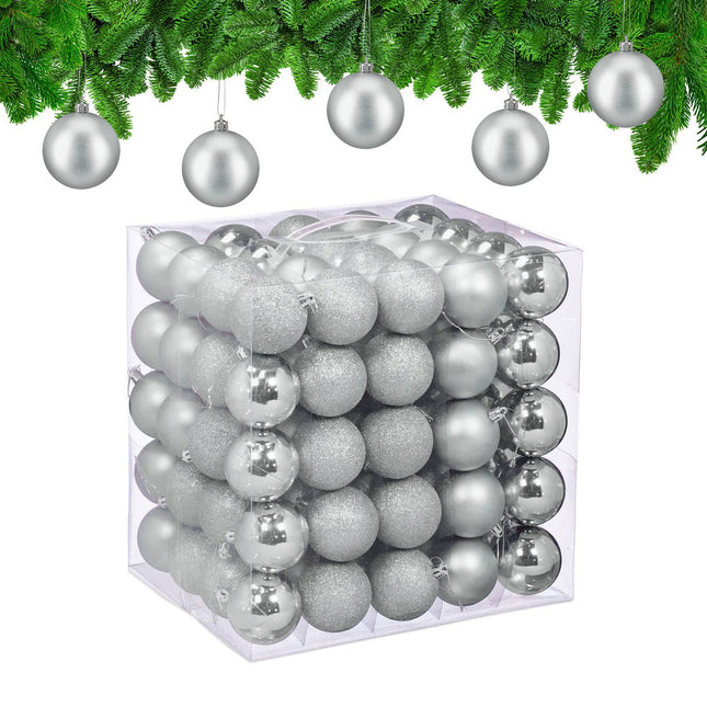 Christmas Tree Baubles Set, 3 Designs, 100 Pieces