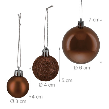 Christmas Tree Baubles Set, 50 Pcs – Matte, Shiny, Glitter