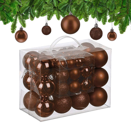 Christmas Tree Baubles Set, 50 Pcs – Matte, Shiny, Glitter