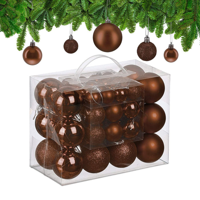 Christmas Tree Baubles Set, 50 Pcs – Matte, Shiny, Glitter