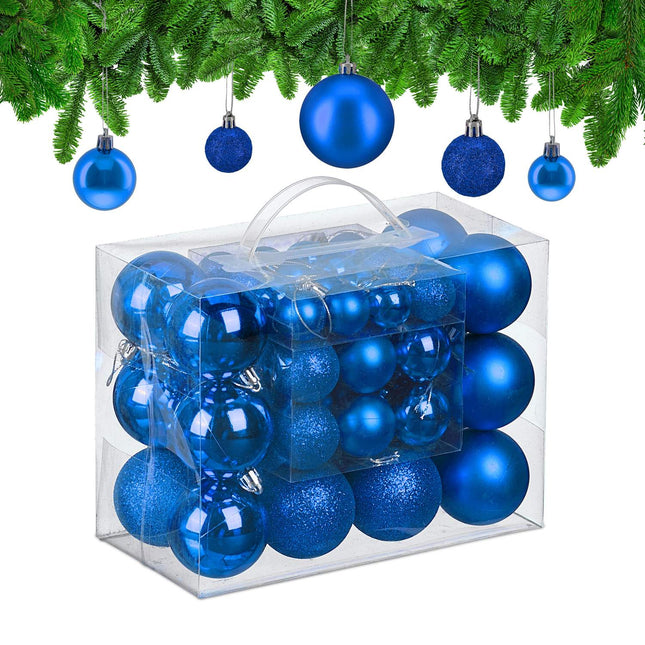 Christmas Tree Baubles Set, 50 Pcs – Matte, Shiny, Glitter