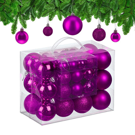 Christmas Tree Baubles Set, 50 Pcs – Matte, Shiny, Glittery