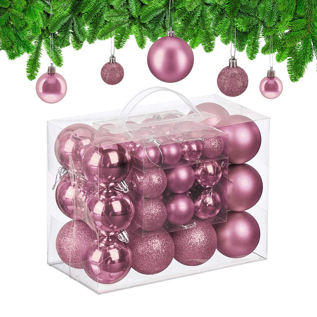 Christmas Tree Baubles Set, 50 Pcs, Plastic Ornaments