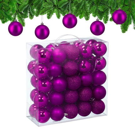 Christmas Tree Baubles Set, 50 Pieces, Matte/Glitter/Glossy