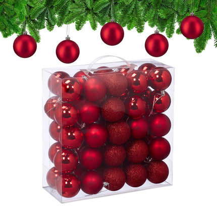 Christmas Tree Baubles Set, 50 Pieces, Matte/Glitter/Glossy