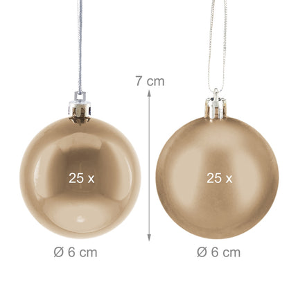 Christmas Tree Baubles Set, 50 Pieces, Matte & Glossy