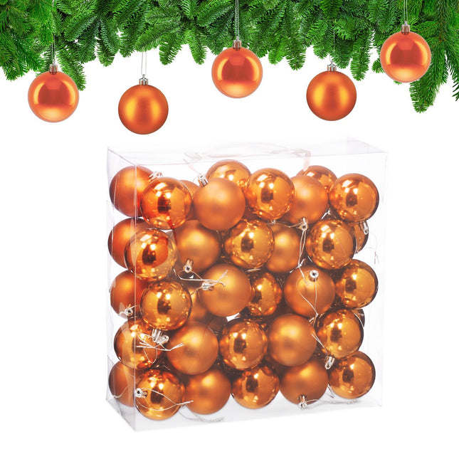 Christmas Tree Baubles Set, 50 Pieces, Matte & Glossy Finish