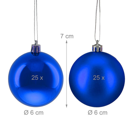Christmas Tree Baubles Set, 50 Pieces, Matte & Glossy Finish